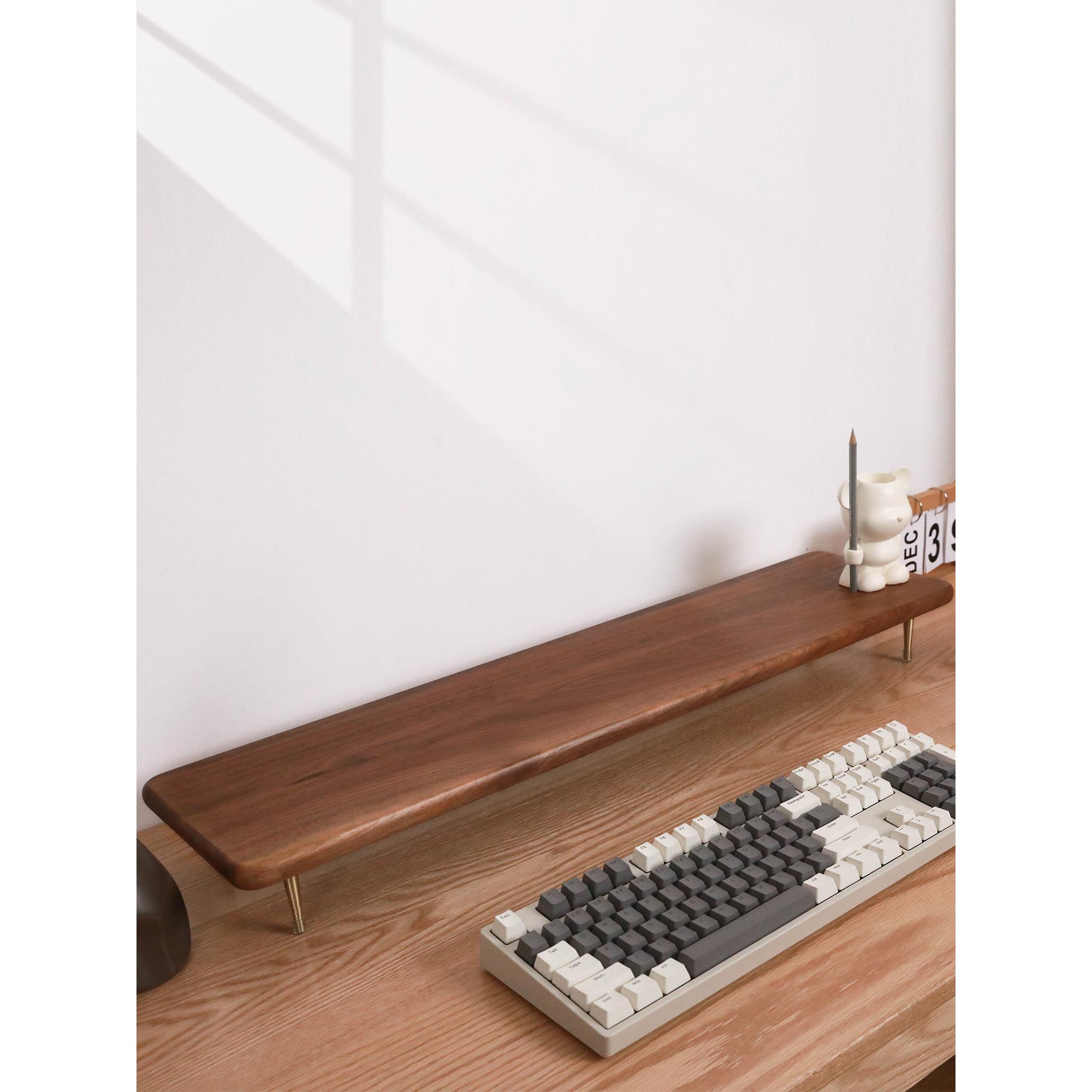 实木显示器增高架黑胡桃红橡木桌面收纳架电脑底座垫高原木置物架