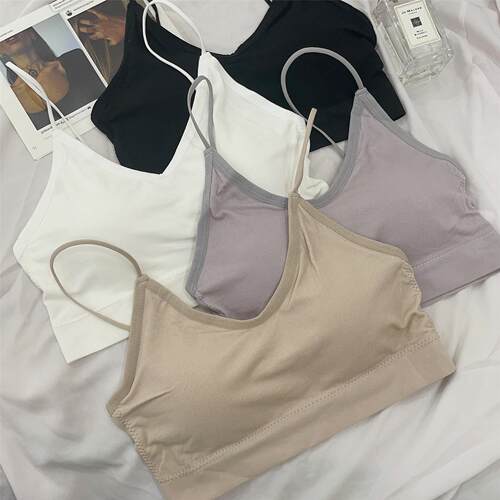 FULL OF CHARM 舒适乳胶棉一体式固定杯运动裹胸吊带背心抹胸内衣