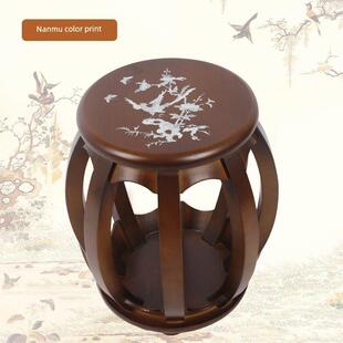 中式古筝圆凳实木古筝凳子古风古筝单人印花款素面款古筝琴凳结实
