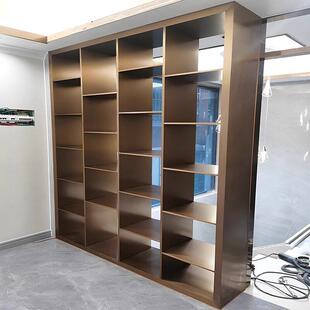 不锈钢书柜置物柜展示柜钢板柜壁龛收纳柜金属层板柜开放格柜定制