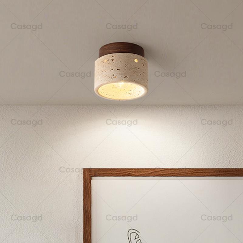 日式侘寂风黄洞石吸顶灯设计师创意入户走廊过道玄关阳台小灯casa