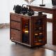 格物山川实木茶水柜新中式 茶台办公室黑胡桃木下水茶桌侧边柜茶台