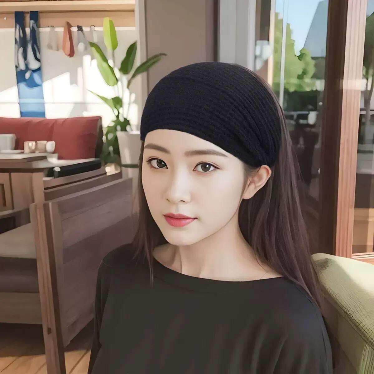 护脑门抹额女夏天四季遮额头头巾遮白发神器月子发带产后防风头套