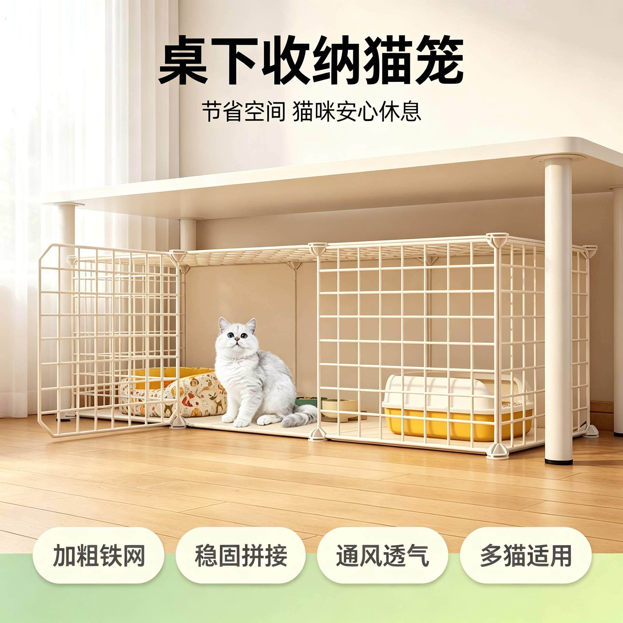猫空笼家用小户型专用笼子别墅猫咪屋舍室内超大自由空间房子猫窝