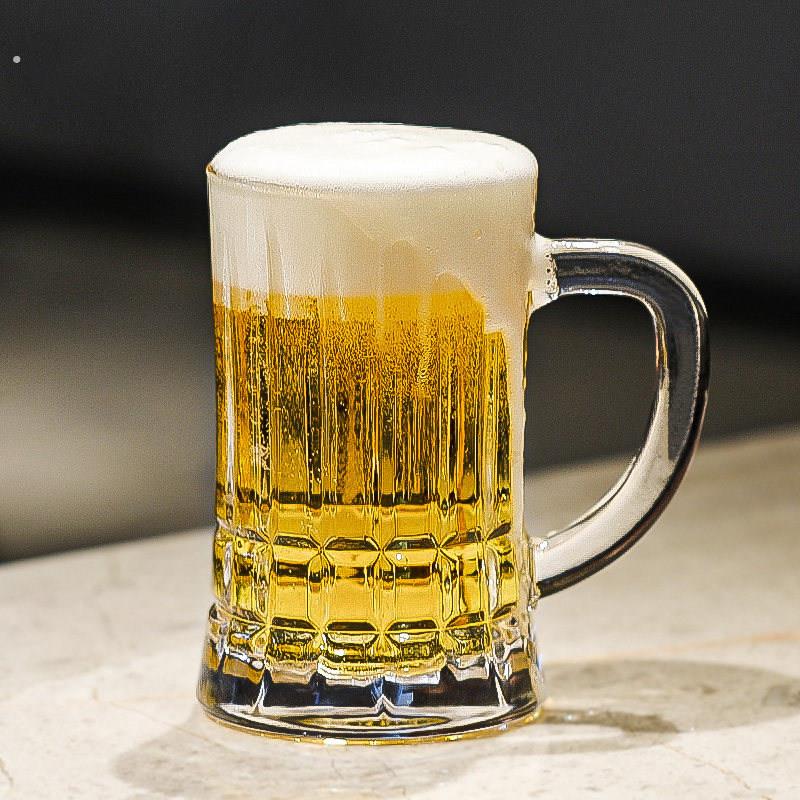 欧式新款透明高档加厚精酿啤酒杯家用高颜值浮雕大容量大号扎啤杯