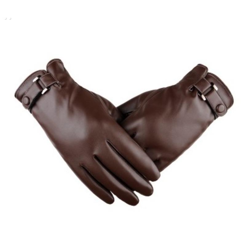 2018 winter glove pu leather phone screen touch men gloves