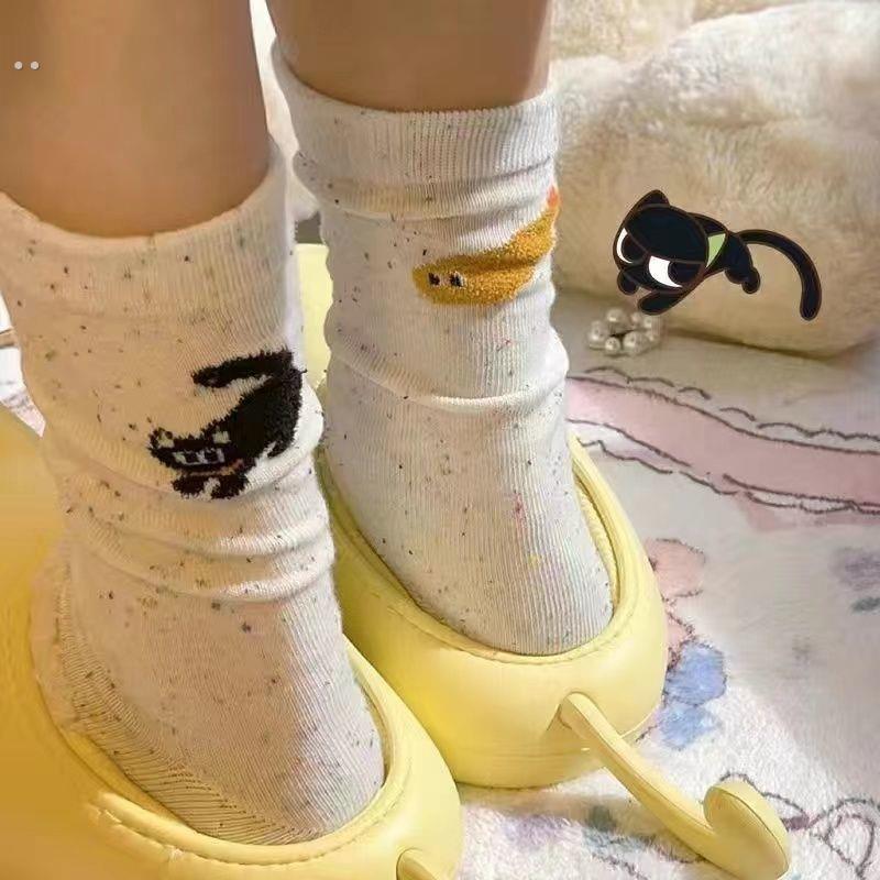 春秋可爱袜子女中筒袜网红猫咪学院风夏季ins潮流百搭长筒袜AB袜