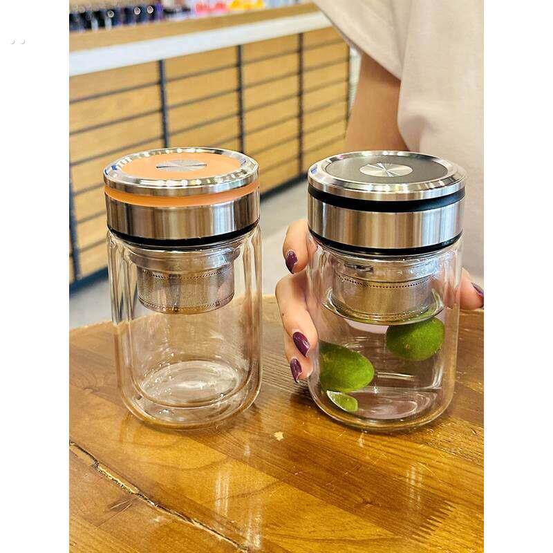 摔不烂钢化玻璃杯茶水分离泡茶杯小巧杯子高颜值女生办公室喝水杯