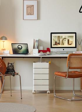 less living双人实木书桌北欧现代家用长条电脑桌白色学习办公桌