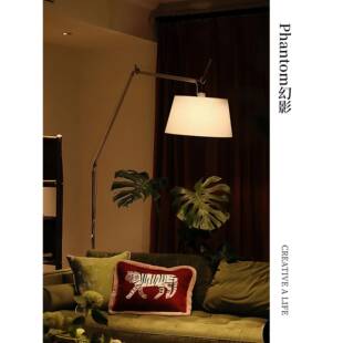 意大利Tolomeo Mega摇臂伸缩落地灯羊皮纸中古客厅卧室书房装饰灯