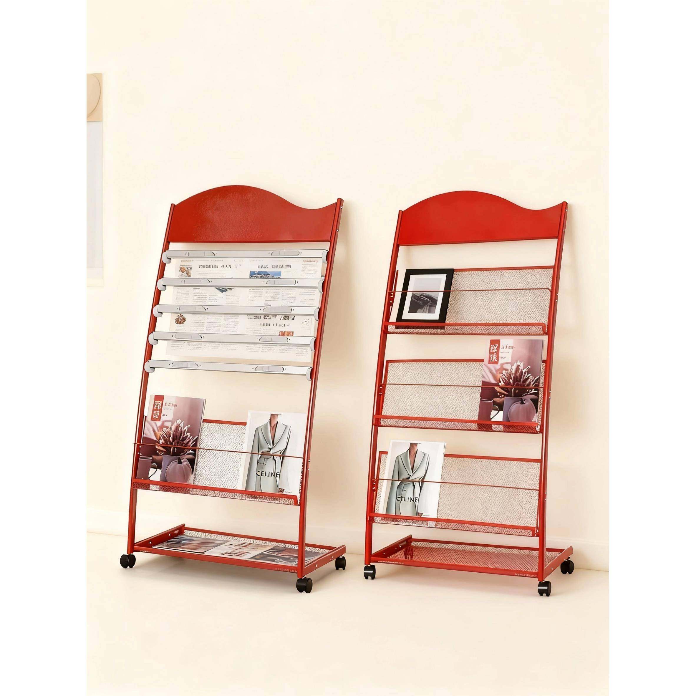 红色报刊架报纸杂志架宣传资料架书报置物架落地办公室铁书刊展架,商业/办公家具,报刊架,淘宝优惠券,粉丝福利购,淘宝优惠卷