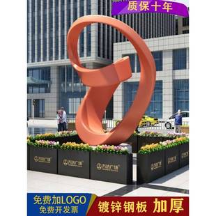 户外不锈钢花箱花盆组合广场外摆花坛花槽种植箱长方形花箱定制