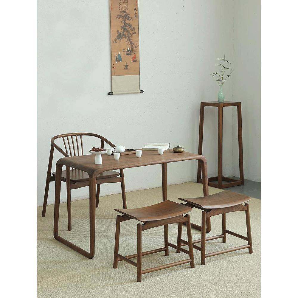 阳台茶桌椅组合新中式实木禅意榫卯泡茶台北方老榆木木小户型简约