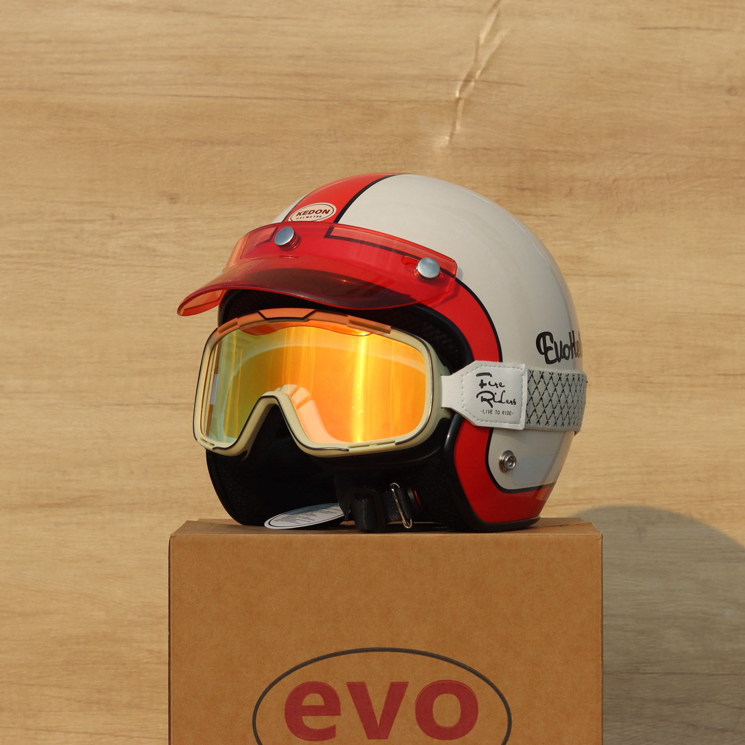 台湾evo kedon复古头盔1997摩托踏板电动车3/4半盔3C安全骑行男女