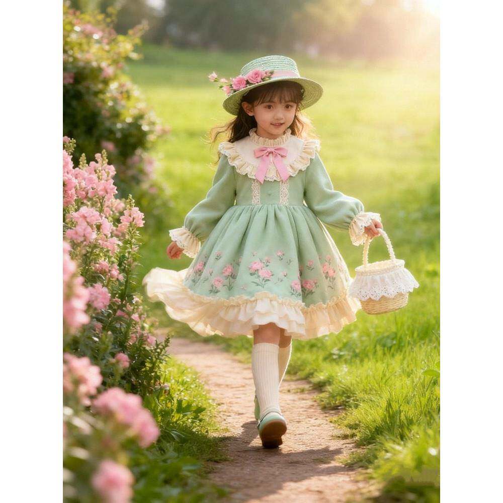 女童2025秋冬新款洋气甜美韩版公主裙小女孩洛丽塔生日蓬蓬礼服裙
