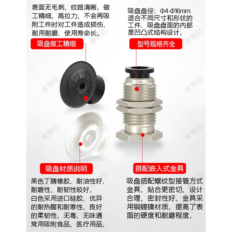怡合达J-WEY6i4-d10型真空吸盘金具J-WEB31-d13吸嘴J-WEB41-d6