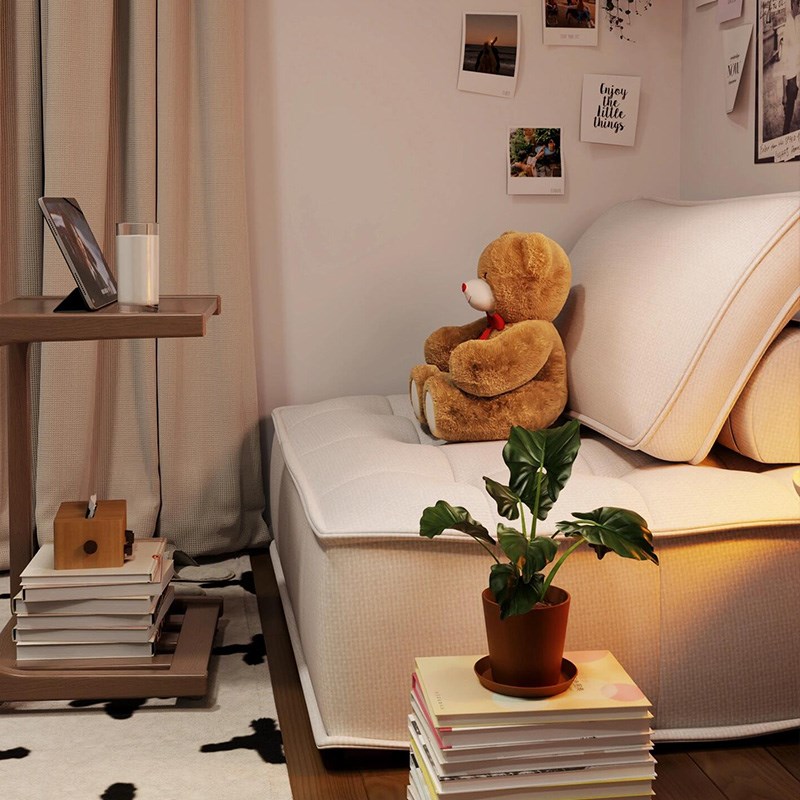 奶油风豆腐块懒人沙发可躺t可睡卧室单人沙发简约小户型直排榻榻