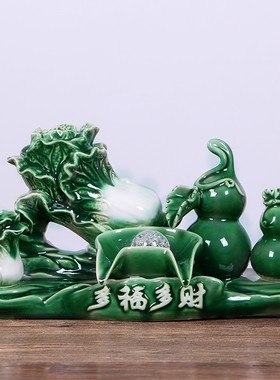 陶瓷鱼缸自动循环流水养鱼盆增氧过滤器室内喷泉瀑布装饰造景摆件