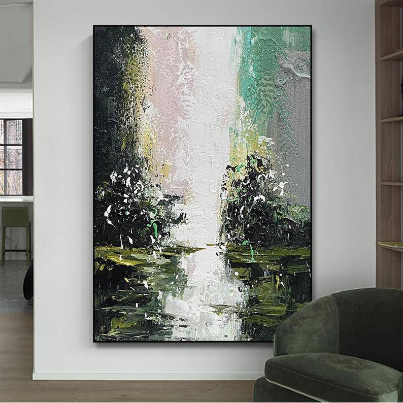 关纯手工油画抽象客厅板玄装饰画入户QCT玄幻挂画酒别墅样店房背图片