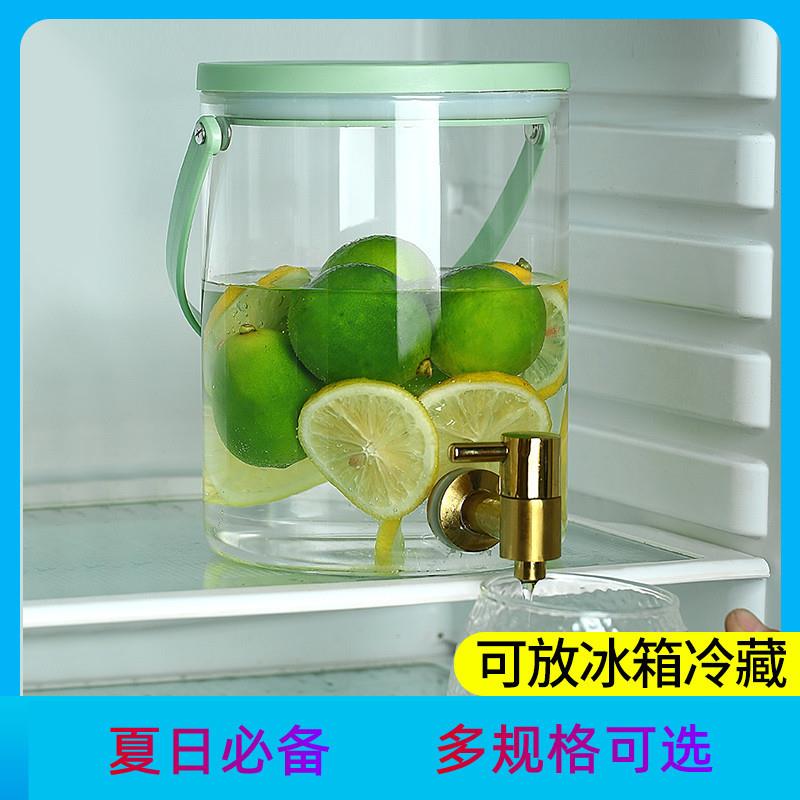 冰箱提篮冷水壶带龙头玻璃大容量凉水壶家用饮料酵素桶密封泡酒桶