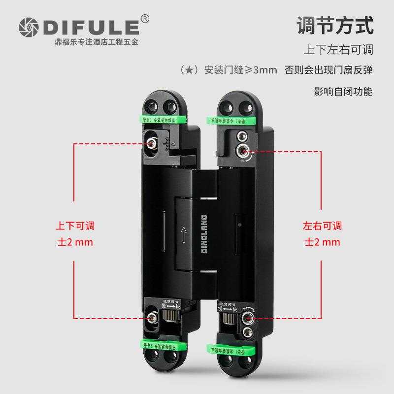 液压缓冲DFL-L099隐形门合页三字维可调十铰链静音暗门动闭器自木