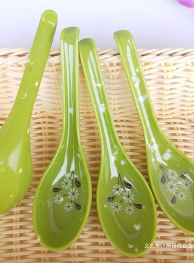 绿色仿玉色勺子吃饭勺 小饭勺仿瓷密胺勺 绿色勺 快餐勺