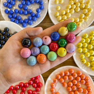 DIY饰品配件奶油糖豆K17半孔珠子彩色发饰手机链电镀亚克力材料