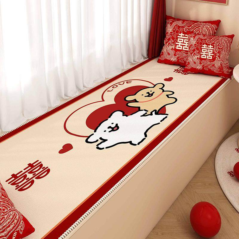 结婚飘窗垫窗台垫喜庆卧室婚房布置飘窗坐垫阳台垫子红色喜字地垫,居家布艺,飘窗垫,淘宝优惠券,粉丝福利购,淘宝优惠卷