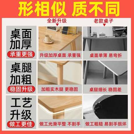 桌子简易出租屋书桌卧室女生家用初中小学生学习实木腿写字桌狄瑄