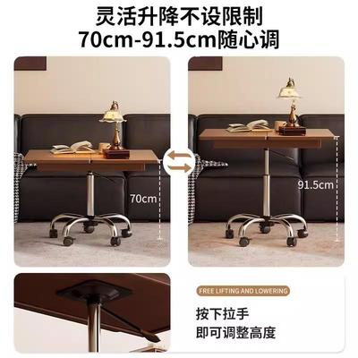 新款沙发边几客厅可移动边柜小户型折叠推车可升降茶几实木中古小