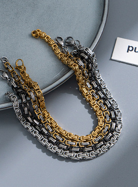 跨境热卖钛钢欧美帝王手链男高级感嘻哈小众设计经典复古个性