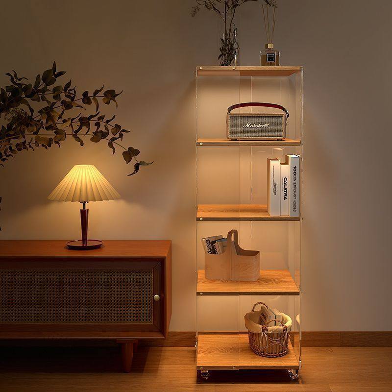 2025新款创意亚克力旋转书架书房置物架实木落地展示柜转角书柜