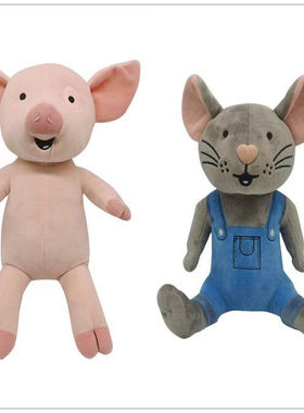 新款If You Give A Mouse A Cookie毛绒公仔粉猪老鼠儿童绘本玩具