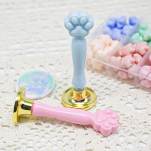 火漆印章手柄新款可爱猫爪小清新封印蜡封手柄马卡龙手柄火漆配件