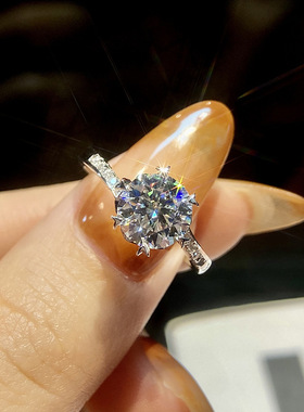 S925纯银雪花扭臂钻戒女莫桑石戒指时尚大气戒指女批发