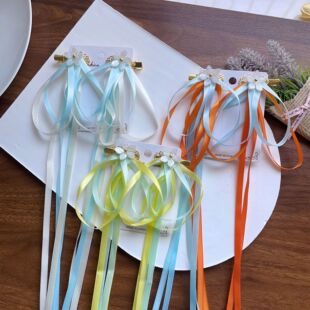 古风发夹头花头饰汉服少女系飘带发饰儿童蝴蝶结对夹仙气古装