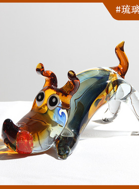 淄博琉璃摆件高档玻璃工艺品制品小狗跨境爆款批发装饰品家居