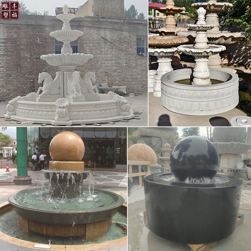 厂家大型石雕喷泉大理石水转球景观流水花岗岩转水球喷泉