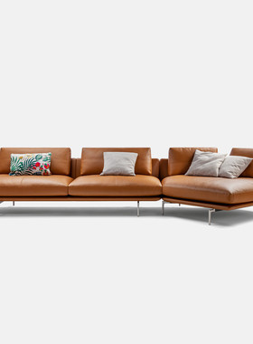 意式极简真皮异形转角沙发Get Back橙色组合头层牛皮现代轻奢家具
