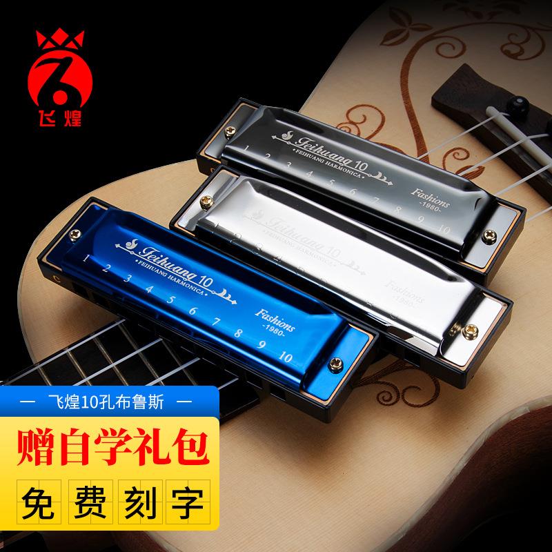 布鲁斯口琴F102十孔布鲁斯多色可选成人儿童练习口琴可