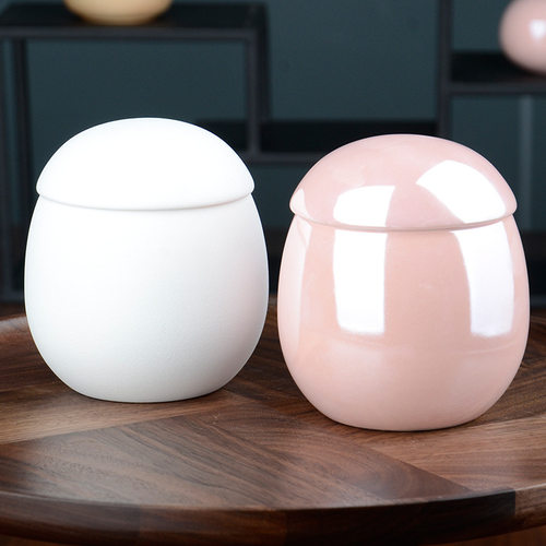 圆形储物罐陶瓷密封罐茶叶罐简约家用茶仓香粉瓶防潮瓶罐爪印罐