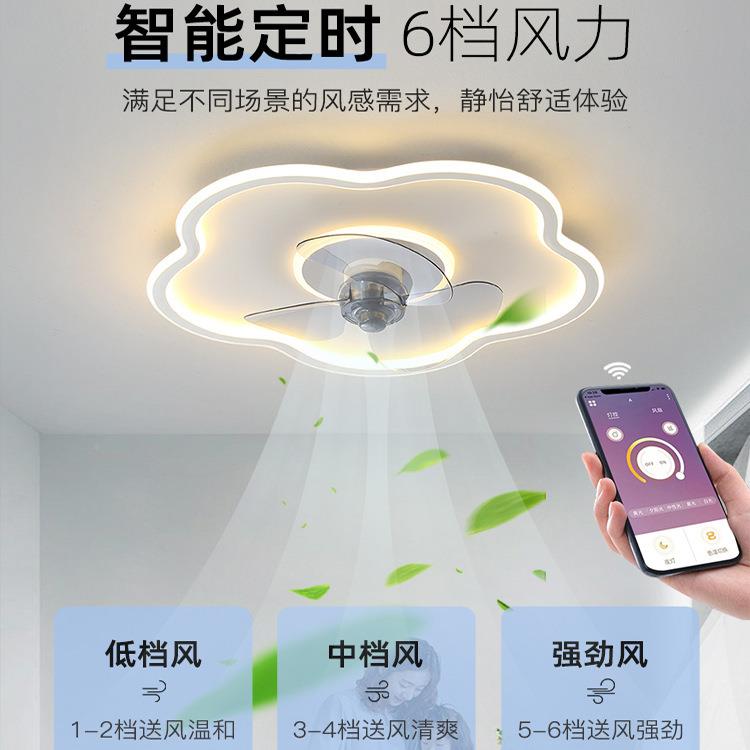 智能卧室吸顶风扇灯吊扇简灯约餐厅超薄现代客吊厅家PNU带电用风