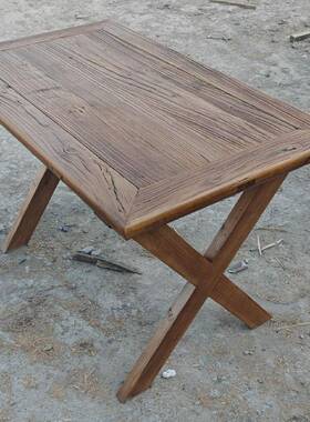 复古老榆几木茶民宿茶加桌厚办公桌酒店餐厅多人木位餐桌实大NVH