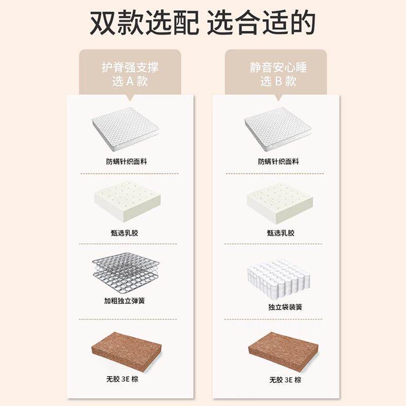 席梦思弹簧床垫软乳硬两椰用经济型20WANcm厚18.m家用胶棕弹簧床