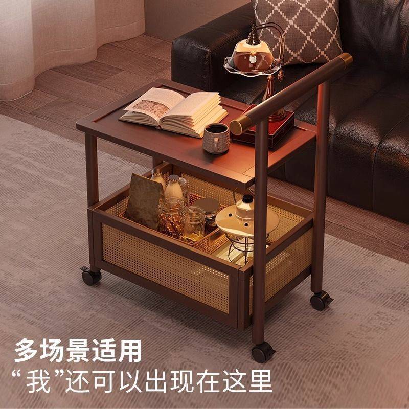 新款茶水柜小推车网红非实木沙发边几中古可移动茶几客厅边柜餐车
