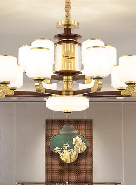 中式吊灯铜实木客厅主35932灯中新国风高大气餐厅别墅全复式楼大