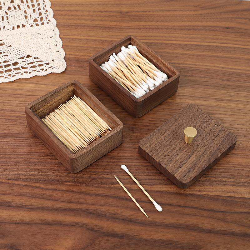 复古简约纳YOR黑胡桃木实整木牙线盒棉家签收纳盒用个性文玩收盒