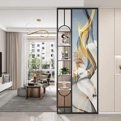 钢厅化玻挡璃网红屏风客隔断入户走廊过道RWO关玄装饰遮轻奢现代