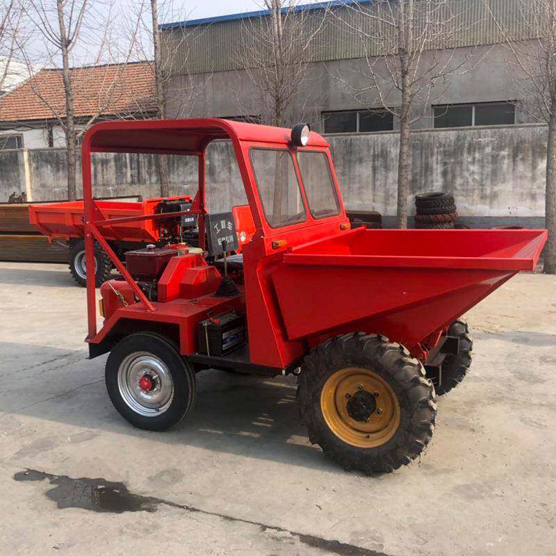 工地前卸HTE斗式翻车小型柴油四轮翻斗车5马力1带棚工程翻前卸斗