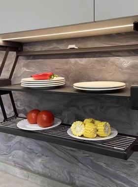 吊柜折叠置物架拉式双层下升物降伸缩备菜备调料碗CD590015碟储收